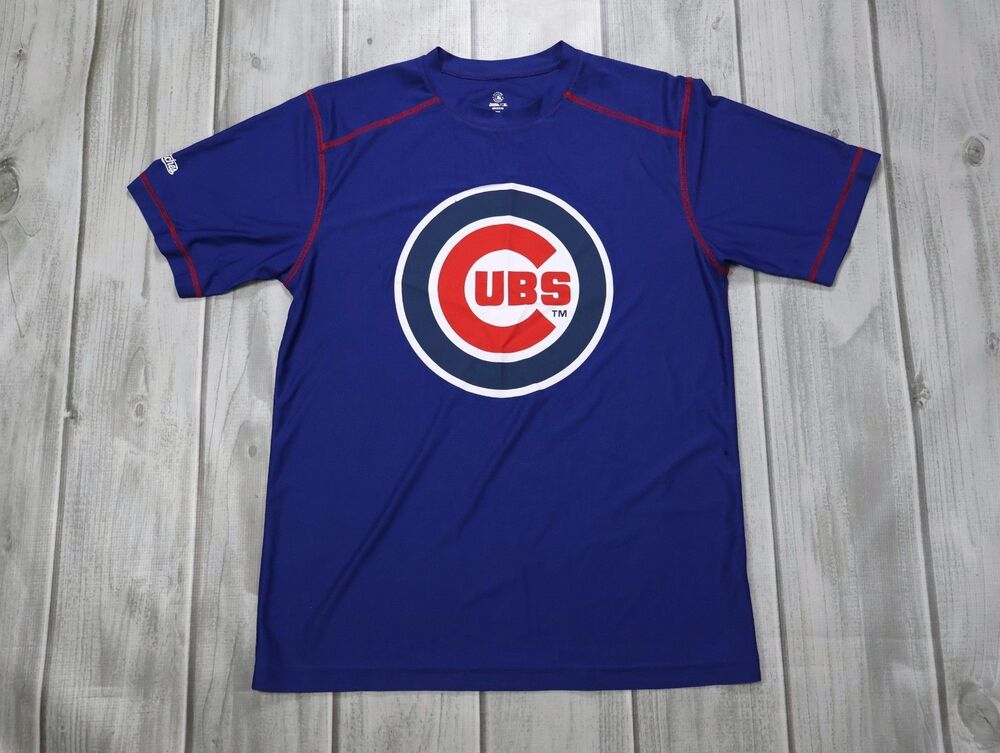 Stitches Chicago Cubs Shirt Men's Medium Blue MLB Baseball Performance Tee